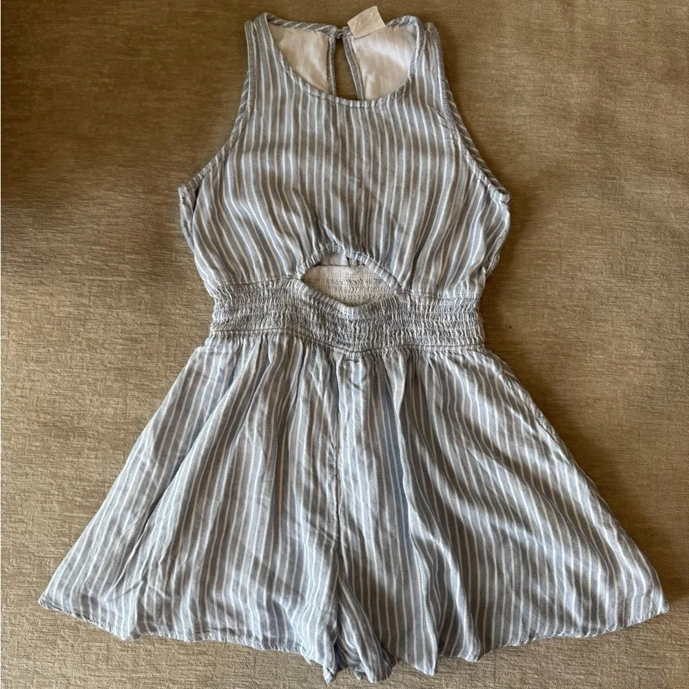 Abercrombie Kids Blue & White Striped Romper Girls Size 11/12 - Picture 2 of 10